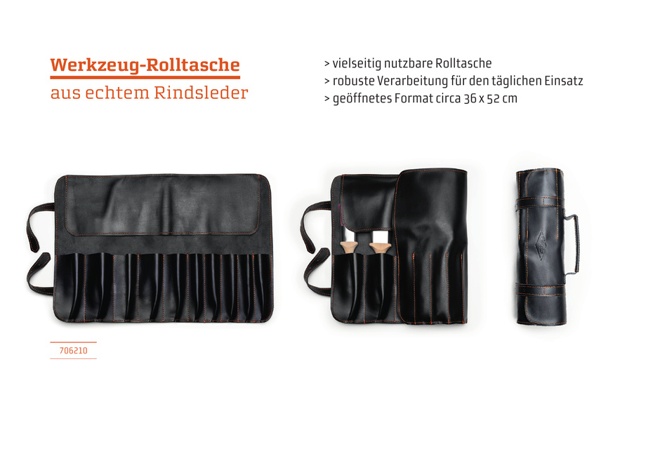 Werkzeug-Rolltasche aus echtem Rindsleder