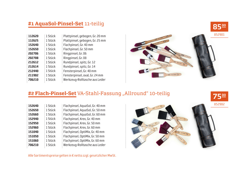 AquaSol-Pinsel-Set und Flach-Pinsel-Set