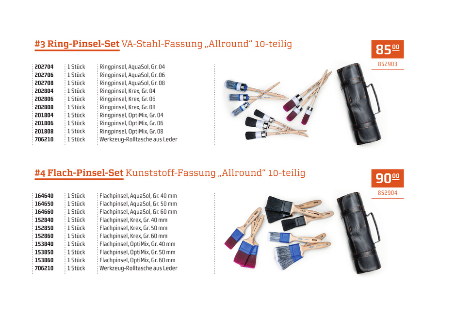 Ring-Pinsel-Set und Flach-Pinsel-Set Allround