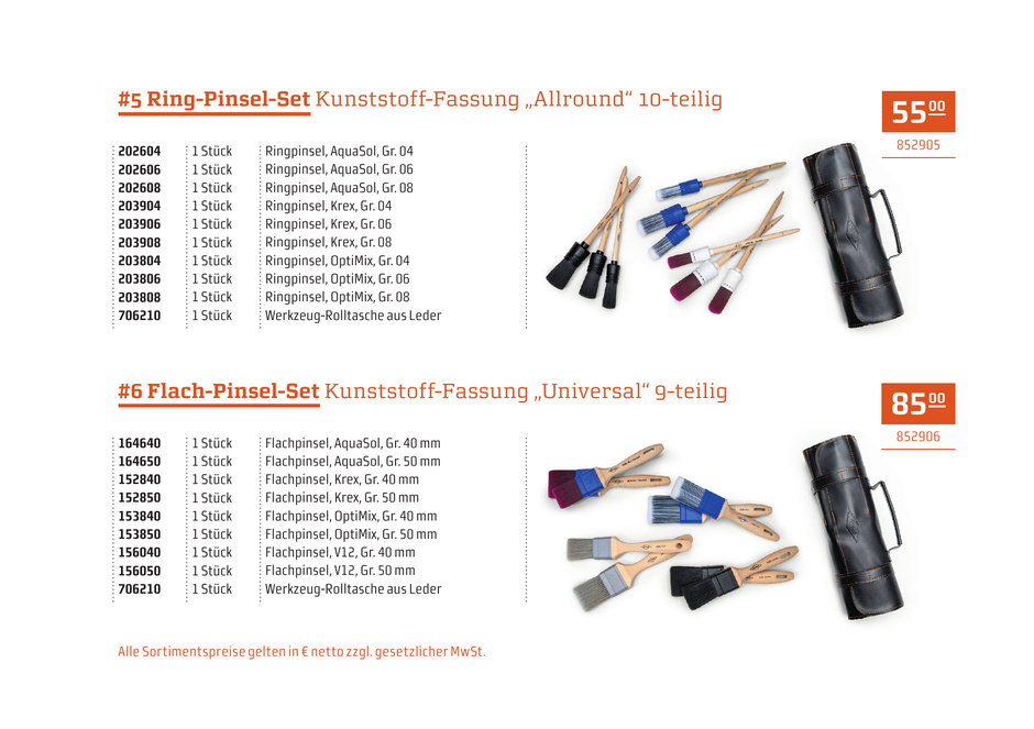 Ring-Pinsel-Set Allround und Flach-Pinsel-Set Universal